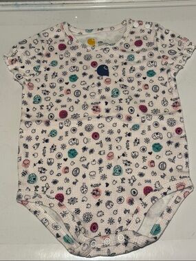 Carhartt White Short-Sleeve One-Piece with Pink, Teal & Navy Icons